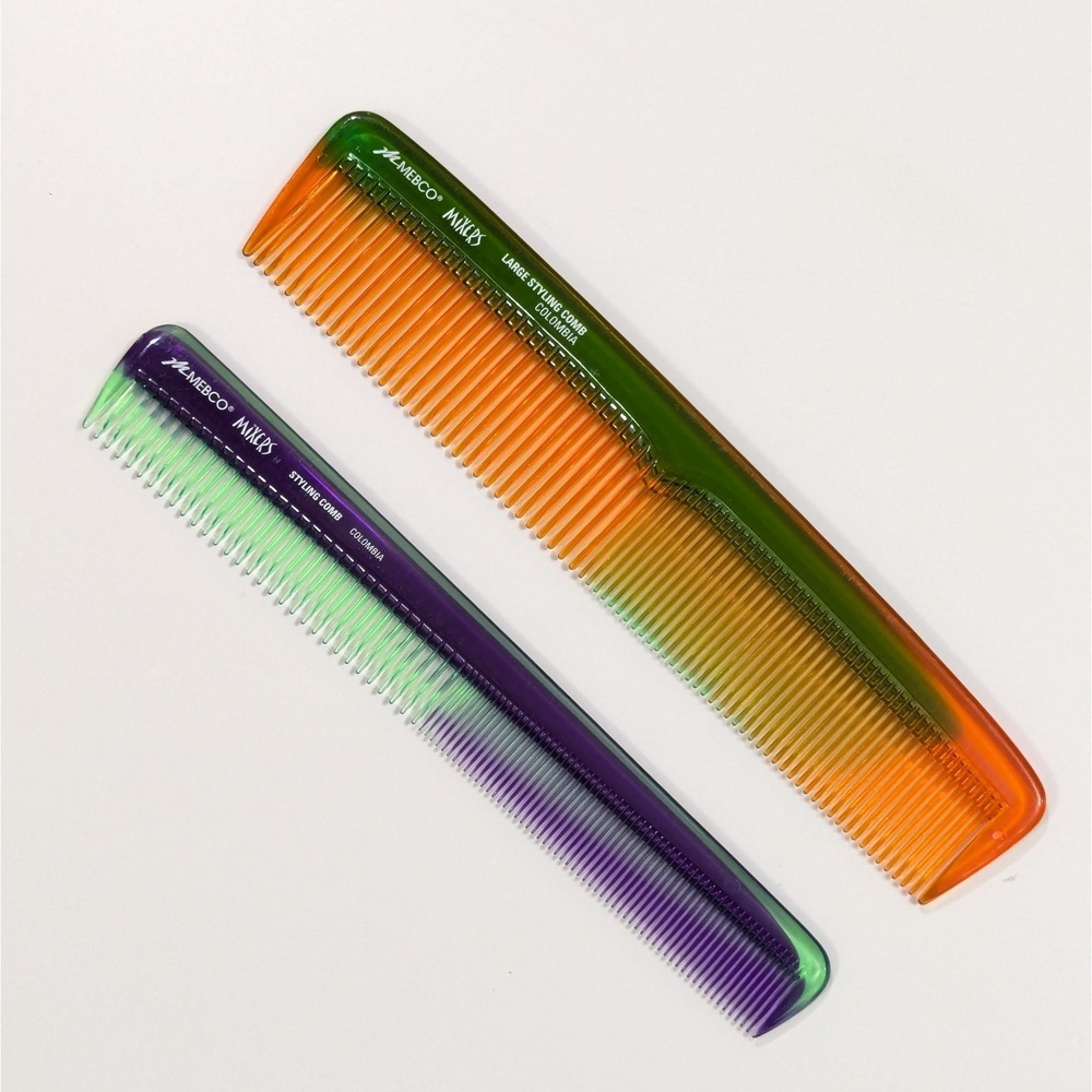 Mebco MIXERS Styling Hair Comb Set Of 2 Multi-Colored Made In Columbia NEW
